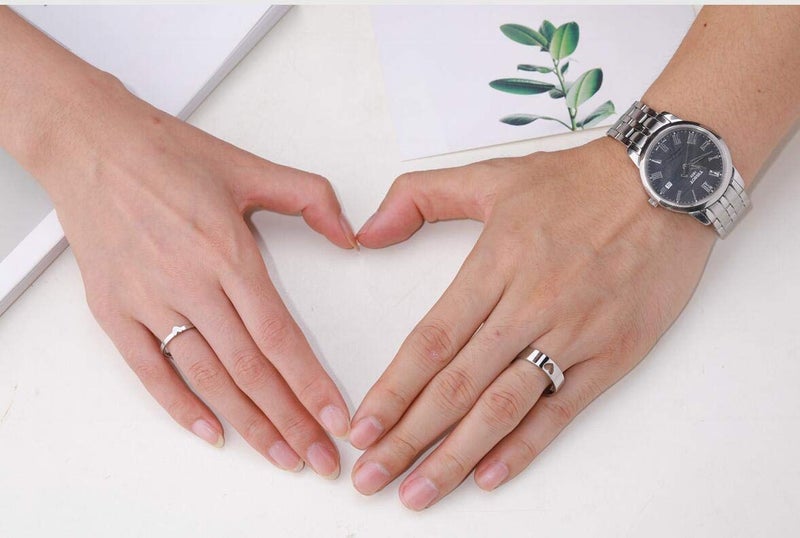 LAVUMO Matching Heart Promise Rings for Couples I Love You Engagement Wedding Ring Band Sets for Him and Her Stainless Steel High Polished Comfort Fit (Men Size 10 & Women Size 7) - Image 4